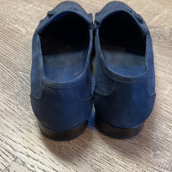Bruno Magli Mens 9.5 M Loafers Shoes Tassle Navy Blue Soft Nubuck Leather Italy main image 10